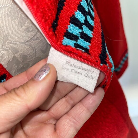 Picardo Knits Vintage Sweater Dress Size Small Red Knit Fitted Midi Cowl Neck - Picture 9 of 14